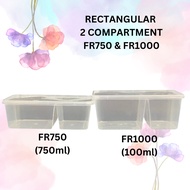 Felton FR750 / FR1000 - 2 Compartment Rectangular Lunch Box With Lid/ 750ml 1000ml