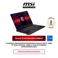 MSI Sword 16 HX B14VEKG-628MY i7-14650HX/8GB x2/1TB SSD/RTX 4050/16" QHD/W11H/2YW/24zone RGB/COSMOS 