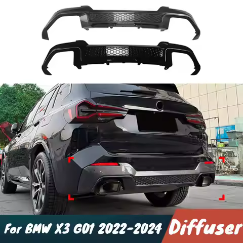 For BMW X3 G01 LCI M Sport 2022-24 X3M Car Rear Bumper Diffuser Splitter Black Carbon Body Kit Exter