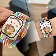 Adjustable Nylon Braided iWatch Band for iWatch Series Ultra 8 9 7 SE 6 5 iWatch Strap