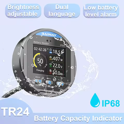 TR24 DC 8-80V Coulometer Waterproof Battery Capacity Indicator Professional Battery Tester Ammeter V