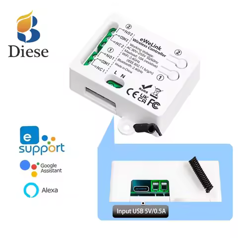 EWelink Dry Contact WIFI Smart Switch AC110V USB5V 2CH Relay Module Inching Self-Locking Receiver Ti