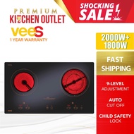 VEES 1800W + 2000W HL-400 Schott Ceran Delicooker Ceramic Hob Electric Cooker Cookware LED Display
