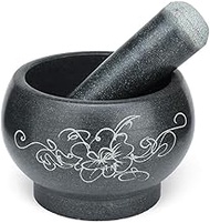 CS-YMQ Polished bluestone Mortar and Pestle Sets Polished bluestone Pestle and Mortar Organic Pill Crusher Spice Grinder 20cm Diameter mortar&amp;pestle (Color : As picture, Size : -)