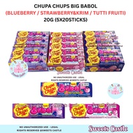 Halal CHUPA CHUPS Big Babol Chewing Gum 20g (5 x 20 Sticks) Blueberry / Strawberry & Cream / Tutti F