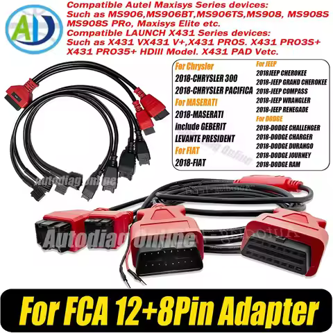 For Chrysler/JEEP/Dodge Vehicles Automatic OBD2 Scanner Connector Cable For FCA 12+8 Pin OBD2 Diagno