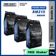 Whey Protein Performa (Bundle) 3kg - One Shot Nutrition Performa Protein Powder - Chocolate (BU)