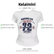 Women's Cotton Bodycon Baby Tee - Y2K Printed Short Sleeve T-shirt Summer Style, Top Round Neck Kore