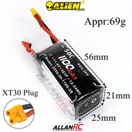 Alienmodel 3S HV 11.4V 1100mAh 50c Light Weight Lipo Battery Cable XT30 Plug Connector AL1100-50-HV3