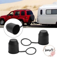 JONY 2Pcs/Set Tow Bar Ball Cover, Plastic Black Trailer Hitch Ball Cover, Durable Hitch Cover Tow Ba