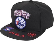 Mitchell & Ness Philadelphia 76ers Front Loaded Snapback Adjusdtable Hat Cap - Black