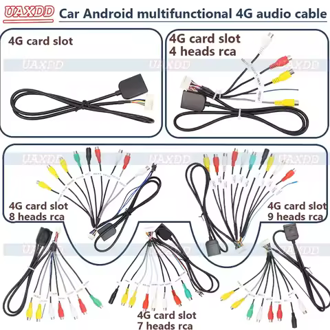 RCA Audio Cable 2 Din Car Android cable harness Microphone jack Fan power socket SUB WOOFER 4G Card