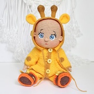 數位 Doll boy crochet pattern Amigurumi doll giraffe costume pattern PDF in English