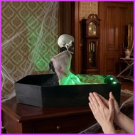Skeleton Decorations Voice Activated Spooky Figure in Coffin Halloween Decorations Outdoor Skeleton 