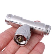 N-type male to dual 2 n-type female t shaped rf antenna adapter connector