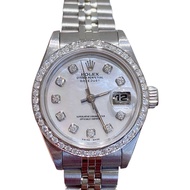 Rolex Rolex Log Type 69174 Rear with Mother-of-Pearl Disc Rear with Diamond Ring Platinum Mechanical Watch Women's Watch