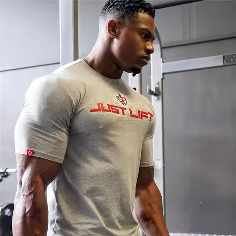 Cotton Gym Running Shirt Sport T Shirt Men Short Sleeve Running Shirt Men Workout Training Tees Fitn