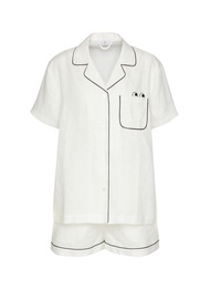 ANYA HINDMARCH EYES LINEN SHORT PYJAMA SET — SIZE L