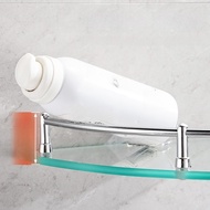 Stainless Steel Frame Glass Corner Shelf for Bathroom 23 cm x 23 cm x 5 cm Depth