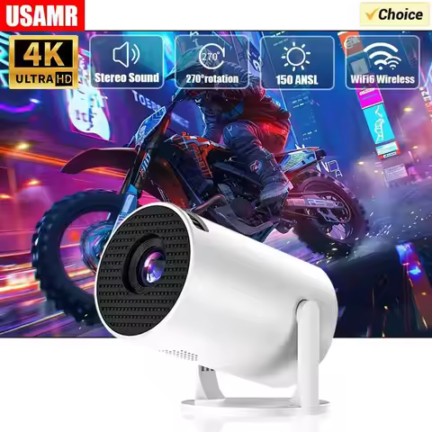 USAMR HY200 1080P Portable Projector, 270° Adjustable Angle, Movie Projector for Phone/Laptop/TV Box