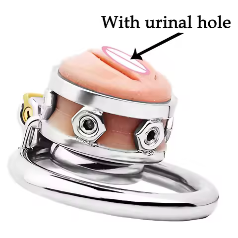 HigherQuality Simulation Vagina Sissy Chastity Device with Urinal Tray Stainless Steel Chastity Belt
