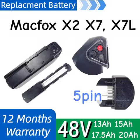 Macfox X2 X7 X7L 48V 13Ah 15Ah 17.5Ah 20Ah 5pin Downtube Lithium Ion Battery for Macfax X7L X7 X2 Eb