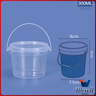 Wisell ถังน้ำแข็งพลาสติก 300ml 500ml 1000ml กระปุกเก็บอาหารมีฝาโปร่งใส Clear Plastic Bucket