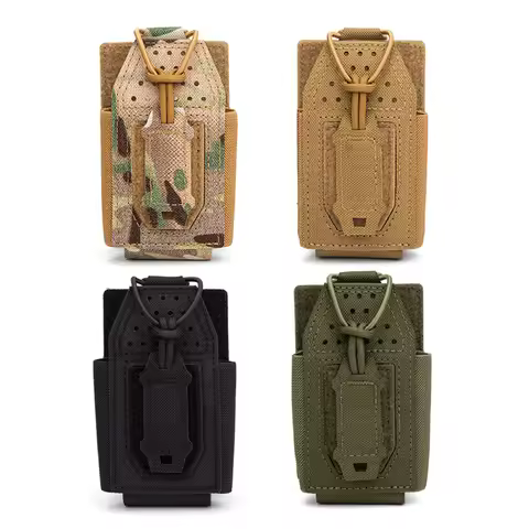 Tactical Radio Pouch Universal Radio Holder Molle Mounted Bungee Cord for Walkie Talkie Motorola Bao
