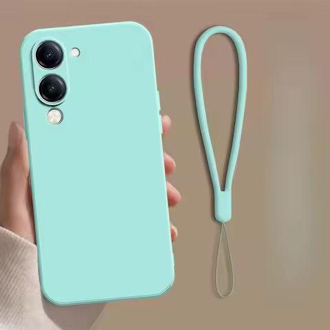 For VIVO Y29S Y19 5G Y04 Y19e 4G Case Simple Skin-friendly Silicone Lanyard Cover for VIVo Y29 s Ant