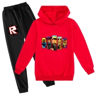 Ro-bloxs Boys Hooded Sweater Set Girls Trousers Hoodie 35% Polyester + 65% Cotton CW2763 Autumn Anime Kids Clothing Set