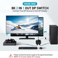 【LB0P】-8K DisplayPort Switch 2 in 1 Out/ 1 in 2 Out Display Port DP Switch Supports 8K30Hz 4K120Hz f