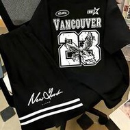2pcs American Street Style Teenage Boys Set, Eagle Print Short Sleeve T-Shirt + No.23 Sports Shorts