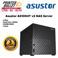 Asustor AS1004T v2 NAS Server (4-Bay, Dual-Core 1.6GHz, 512MB DDR3, Tower)