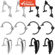 Stainless Steel 18G Non-Piercing Body Cuff Set, Adjustable Clip-On Septum and Lip Adornments, Punk V