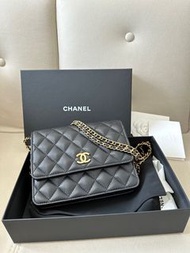 [全新] 荔枝皮黑金 Chanel Vintage WOC