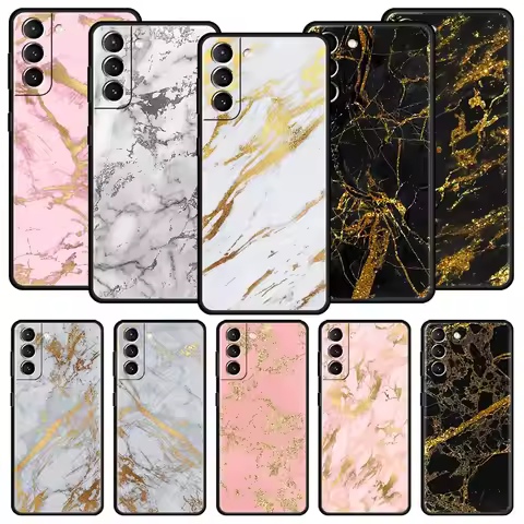 Black Gold Marble Pattern Phone Case For Samsung Galaxy S22 S21 S20 Ultra FE 5G S10E S10 S9 S24 Plus