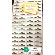 Sticker Nama / Name Sticker 9 x 22mm / 10 x 30mm / 10 x 47mm / 15 x 47mm / 10 x 80mm / 30 x 70mm