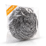 12Pack Upgraded Steel Wool Scrubbers - Premium Stainless Steel Scrubber, Metal Scouring Pads, Steel 