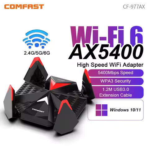 Comfast AX5400 USB Adapter WiFi 6E 2.4G&5G&6G 5374Mbps High Speed USB3.0 Wireless Dongle Type-C WiFi