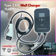 Type 2 EV AC Charging Station / Wall Charger 5 Meter 7kW ~ 100% New &