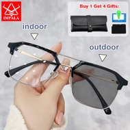 IMPALA JS6019P Fashion Men Photochromic Myopia Glasses Anti Blue Light UV400 Lens Day and Night Auto