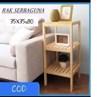 Wooden shelf 3 layers/nightstand shelf/multipurpose shelf/aesthetic shelf/wooden shelf rak buku rak 