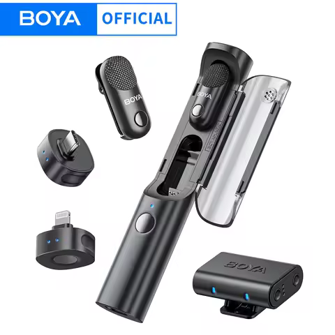 BOYA BOYA Magic Wireless Lavalier Microphone 4 Forms in 1 Mic for iPhone Android USB-C Phone Camera