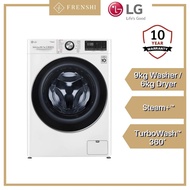 LG Front Load Washer Dryer with AI Direct Drive and Steam+ (9/6kg) FV1409H2W [ FRENSHI ]