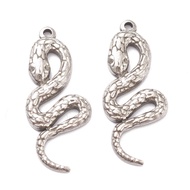 5pcs Non-Tarnish 304 Stainless Steel Pendants Snake Stainless Steel color 27x12x2mm Hole: 1.2mm