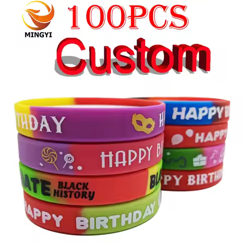 100PCS Customized Silicone Bracelets Custom Wristband Personalized Band with Logo Text For Game, Eve