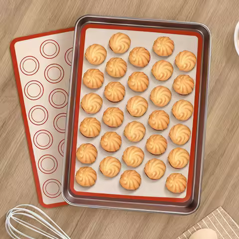 1Pc 42x29.5cm Silicone Baking Mat - 30 Circles Non-Stick Heat Resistant Sheet For Cookie Macaron Ove