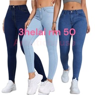 3 helai rm 50 seluar jeans skinny fit kain denim stretchable dgn premium quality