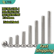Nickel GB818  M1/M1.2/M1.4/M1.6/M2/M2.5/M3/M4/M5/M6 * L2-50mm Screw Pan Head Phillips Skru round scr