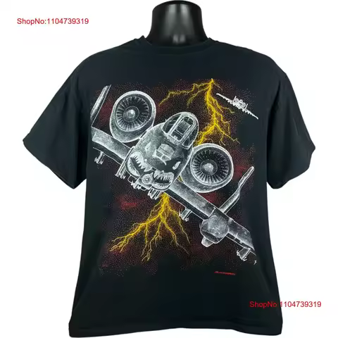 Vintage Thunderbolt A10 Military Jet Double Sided Art T Shirt vintage Washed Comfortable Stretched f